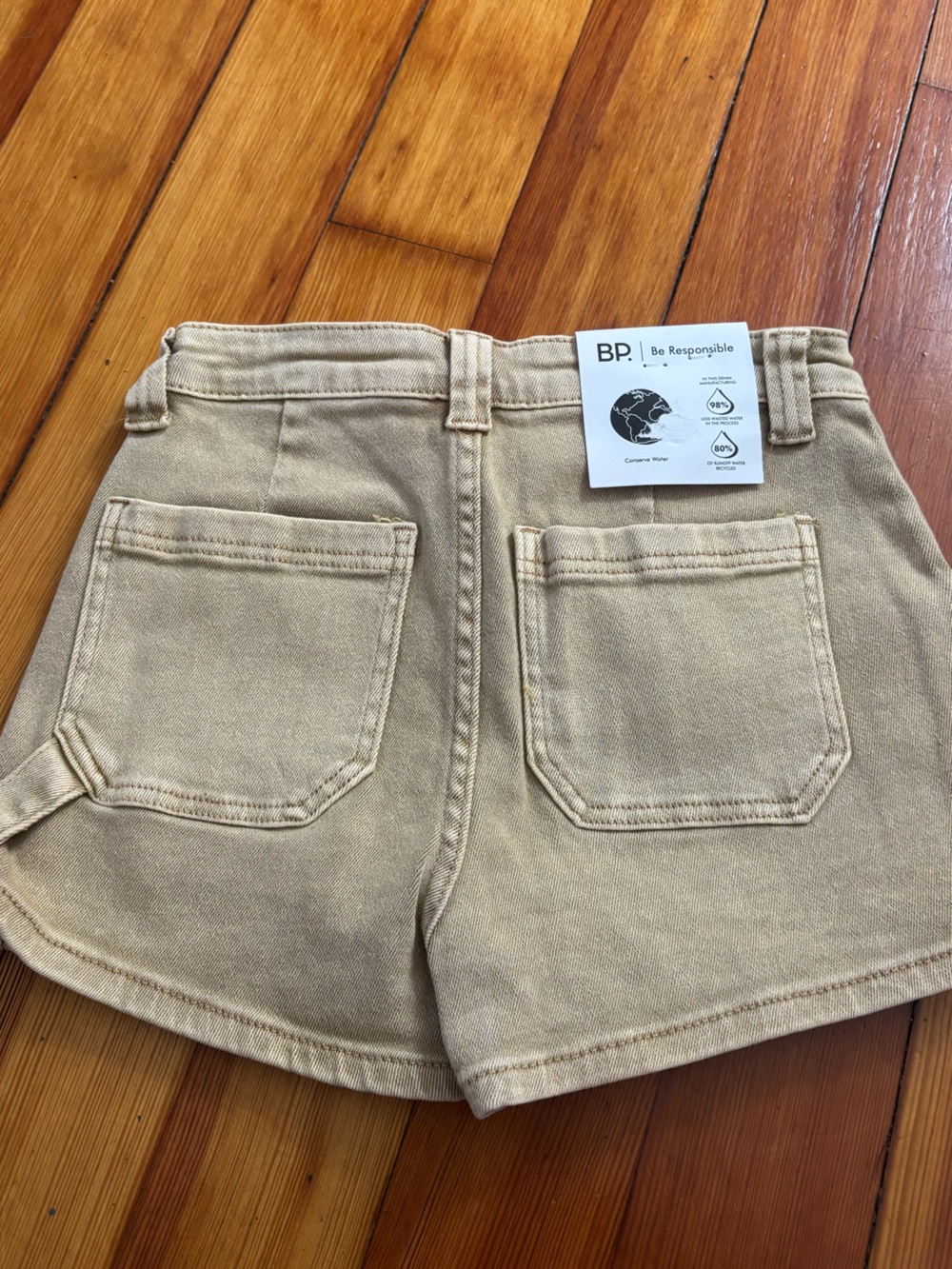 NWT BP. Lulu Super High Rise Cream Ecru Denim Women’s Utility Shorts Size 24 - Picture 2 of 3